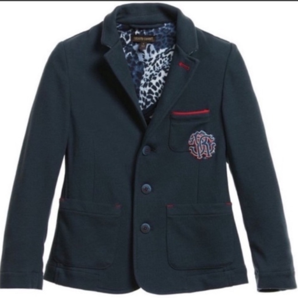Roberto Cavalli Blue and Red Blazer Classic Tailored Design